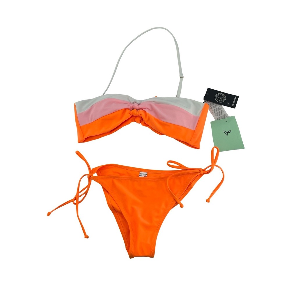 RELLECIGA Women's Bikini Set Colorblock Orange Polyester Small
